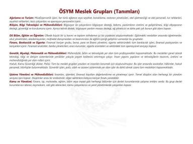 ÖSYM Meslek Grupları (Tanımları)